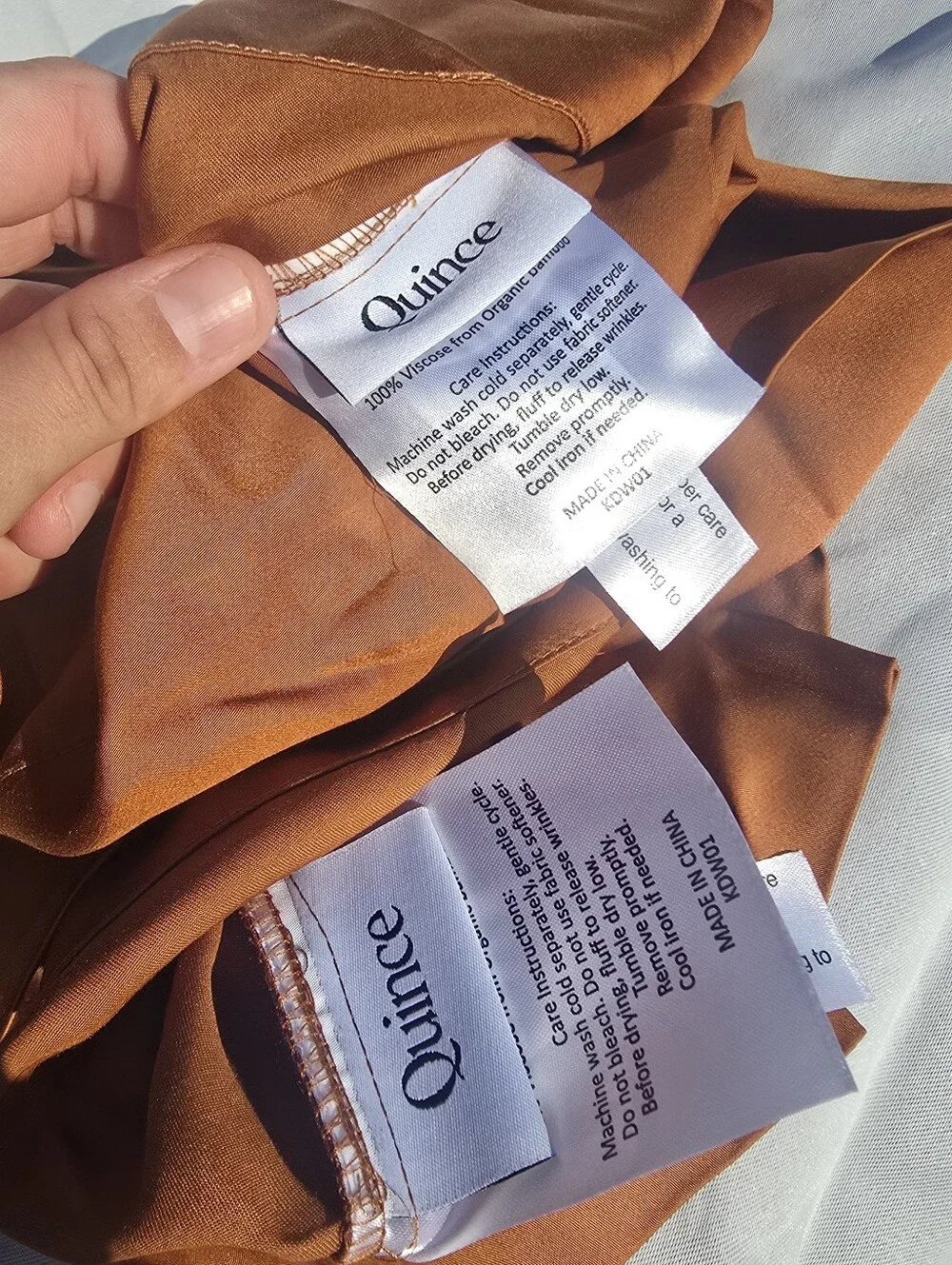 Quince Organic Bamboo Queen Fitted Sheet / 2 Standard Pillow Cases Terracotta